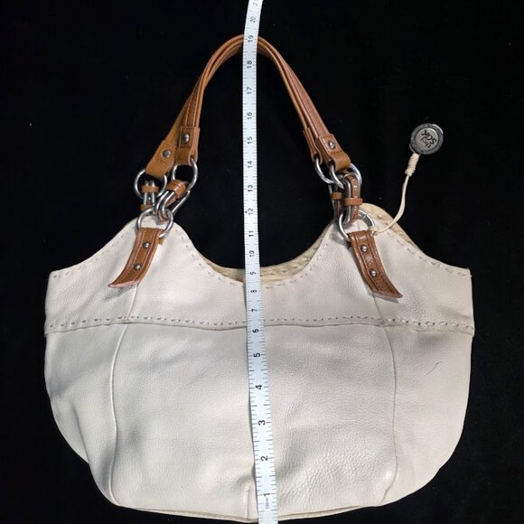 The Sak Genuine Leather Handbag Purse Ivory with Brown Straps - Picture 13 of 16